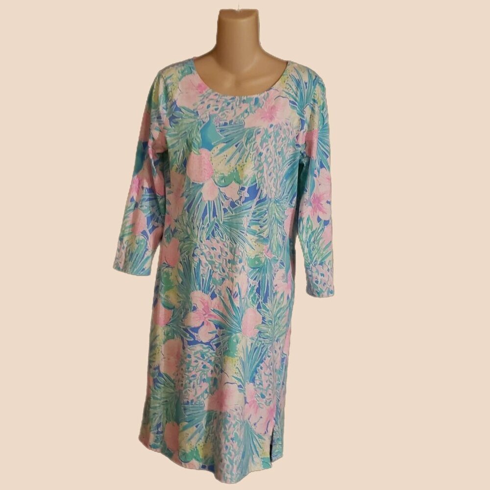 Lilly Pulitzer Charley Dress Swizzle 3/4 Sleeve Size L - Picture 2 of 8